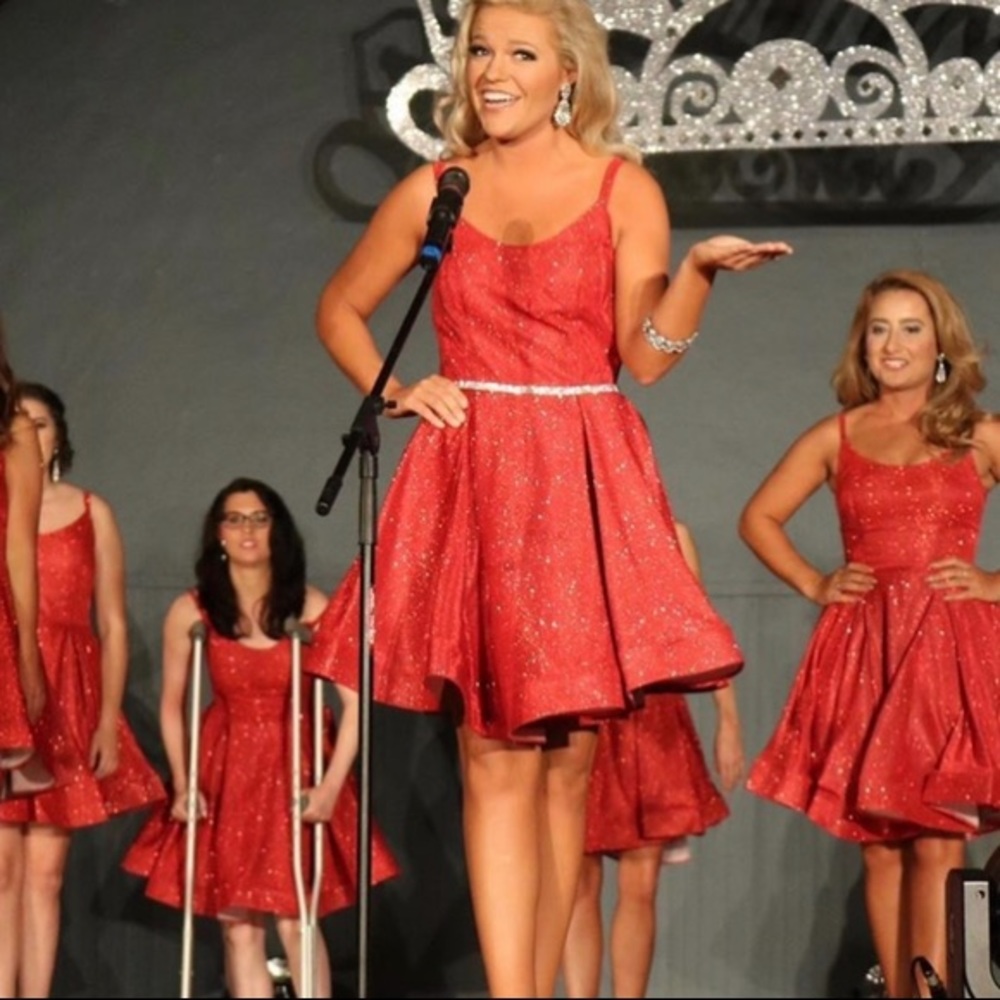 Red Glitter Cocktail Dress